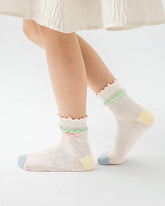 4-팩 키즈 코튼 앵클 양말 컬러풀 캔디 리본 통기성 귀여움